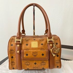 Authentic MCM Visetos Cognac Boston